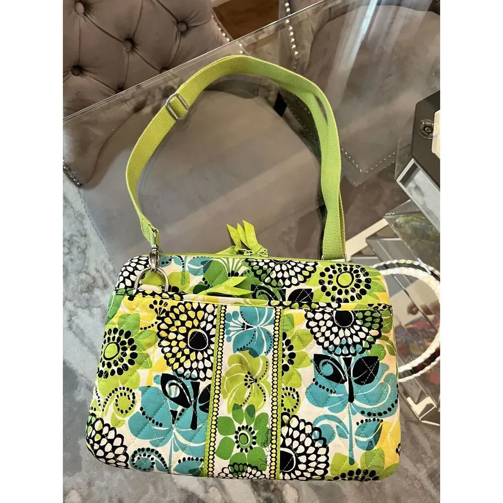 Vera Bradley Hard Shell Computer Zip Case Lime’s Up! 12”x9” CROSS Shoulder Strap